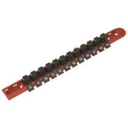 Sealey AK3812 Socket Retaining Rail with 12 Clips 3/8&quot;sq Drive