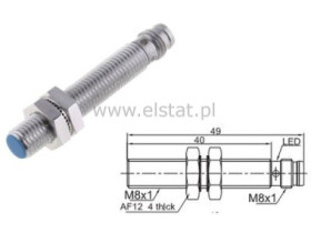 Czujnik indukcyjny LR08BF15DPO-E1 ( PNP, NO, M8)