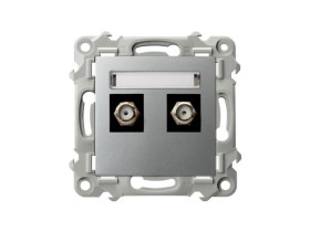 SZAFIR Gniazdo antenowe typu F podwójne srebro GPA-2ZF/m/18 OSPEL