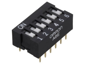 Przełącznik DIP-SWITCH Ilość sekcji 6 ON-OFF 0,025A/24VDC A6E-6101-N