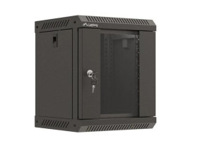 Szafa instalacyjna RACK wisząca 10 6U 300X300 czarna drzwi przeszklone LANBERG (FLAT PACK) WF11-3306-10B