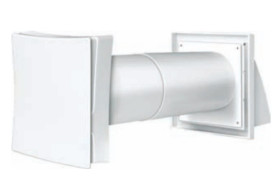 Nawiewnik z regulowaną rurą 305-500 fi 100mm kratką 163x171mm wewnętrzną oraz zewnętrznym wylotem z okapem biały WZGK