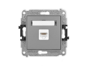 ICON Mechanizm gniazda komputerowego pojedynczego 1xRJ45 kat.5e 8-stykowy szary mat 27IGK-1 KARLIK