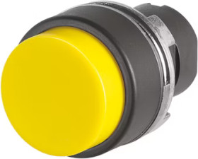 Pushbutton, unlit, groping, waistband round, yellow, front ring black, mounting Ø 22.3 mm, 46-2131.1240.000
