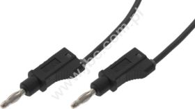 2110-100-SW Przewód z 2 wtykami prostymi Ø4mm z dodatkowym gniazdem, PVC 0,75 mm2, podwójna izolacja, dł. 100 cm, czarny, ELECTR