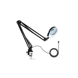Lampa warsztatowa z lupą 5x biurkowa, kosmetyczna, LED, ściemniacz