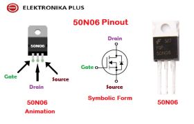 TRANZYSTOR 50N06 N-channel MOSFET 50A 60V FQP50N06 TO220
