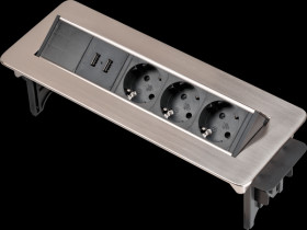 1396200113 Multiple socket, 3-way, type-F, 2 x USB, black