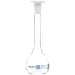 Rapid EGL0448C Volumetric Flask with PE Stopper, Class-B, 25 ml pack of 10