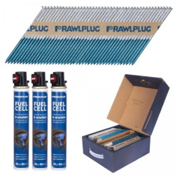Gwoździe do drewna 2,8x70mm ocynkowane, pierścieniowe na papierze 3300 sztuk + 3x gaz do gwoździarki WW90II Rawlplug R-DRG-2870