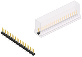 Pin header, 20 pole, pitch 2 mm, angled, black, 10063362