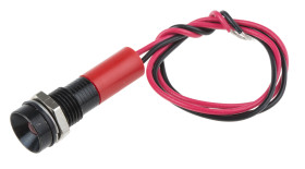 Lampka kontrolna do montażu panelowego 110V ac, czerwona 8mm LED Wyprowadzenia RS PRO