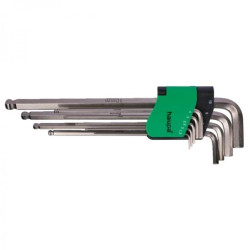 Zestaw kluczy imbusowych długich 1,5-10 mm, grot kulowy, 100965, Haupa