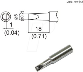 T19-D5 Soldering tip T19-D5, 5.0 mm, chisel