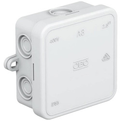 OBO Bettermann 2000016 Junction Box 75x75mm Cable Entry 8-14mm Terminal Cover