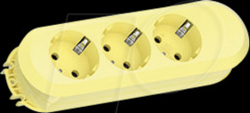 387.2704 Steckdosenleiste, 3-fach, Typ F - CEE 7/3, Lemon Yellow