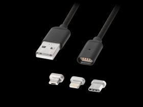 Magnetic 3-in-1 100 cm USB Cable - Micro USB, USB C, iPhone Lightning - Krüger&Matz