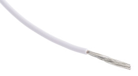 Przewód montażowy 0,6mm² Biały RS PRO PVC 20 AWG 250 V dł. 100m 19/0,2 mm +105°C NFC 32070/C1, NFC 93521