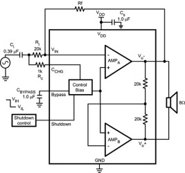 1.8-W, mono, 2.7- to 9-V, analog input Class-AB audio amplifer