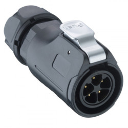 Plug, 4 pole, solder cup, quick locking, straight, 2650 04 T12CB T