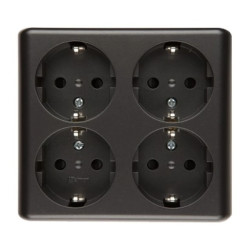 Simon 54 Gniazdo poczwórne Schuko natynkowe z przesłonami wersja skandynawska antracyt EGSZ4NZ/48