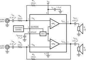 6-W, stereo, 10- to 16-V, analog input Class-AB audio amplifier