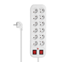 Przedłużacz elektryczny dwurzędowy 1,8m 12gn z.u.+2x wył. biały / PPS51 dpm