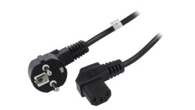 Sn325-3/07/1.5Bk Kabel Cee 7/7 (E/F) Wtyk Kątowy, Iec C13 Żeński 90 Pvc 1,5M