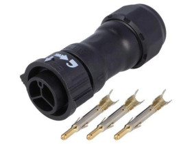 Złącze okrągłe X-Lok, wtyk, motaż na przewód, PIN: 3 męskie ze stykami CC-03BFMA-QL8LPP