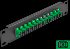 66761 10" Fiber Optic Patch Panel 12 Port SC Simplex green 1U black