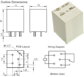 Przekaźnik HF26F/012-1Z 12V 10A miniatur