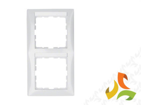BERKER B.KWADRAT Ramka 2 podwójna pionowa z polem opisowym biały połysk 10128919 HAGER