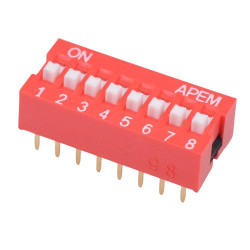 NDS-08-GV 8 Way Raised Actuator DIP Switch SPST APEM