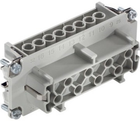 Socket contact insert, H-B 16, 8 pole, screw connection, with PE contact, 10240010