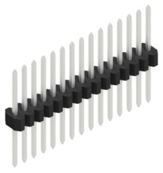 Pin header, 15 pole, pitch 1.27 mm, straight, black, 10060633