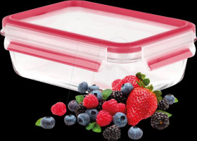N1040600 EMSA CLIP &amp; CLOSE glass food storage container red 0.7 l