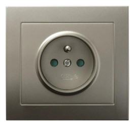 KIER Gniazdo pojedyncze z/u z przesłonami satyna light GP-1WZP/45