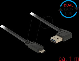 85165 USB 2.0 Kabel, EASY A male angled to Micro B male, 1 m