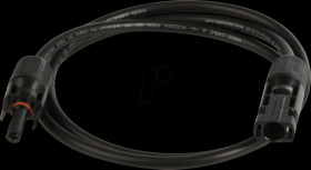 Solar cable - 6 mm², male to female 1 m, black