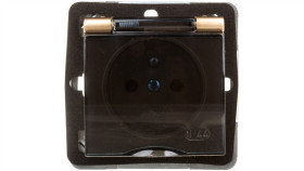 Impresja Gniazdo Bryzgoszczelne Z/U Ip44 Klapka Przezroczysta Złoty Metalik...