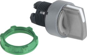 Toggle switch, 3 positions, illuminable, groping, waistband round, white, front ring gray, 45°, mounting Ø 22 mm, ZB5AK1813C0