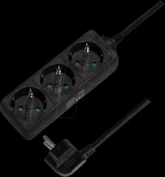 LPS205B Socket outlet, 3 sockets, 1.5 m, black