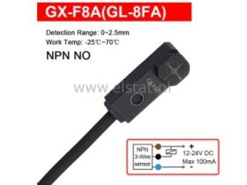 Mini czujnik indukcyjny; NPN; NO; strefa 2,5mm