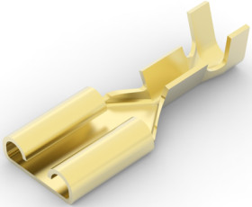 Uninsulated flat plug sleeve, 6.35 x 0.81 mm, 0.32 to 0.82 mm², AWG 22 to 18, brass, 170183-1