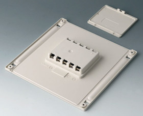 Battery compartment and cover, L, 5 x AA, ABS, (L x W x H) 178.78 x 178.78 x 19 mm, white, for mignon cells, B4146047
