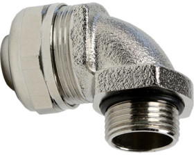 90° hose screw fitting, M20, 20 mm, brass, nickel-plated, IP68, metal, (L) 28 mm, 61803862