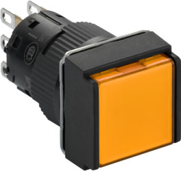 Pushbutton, illuminable, groping, 1 Form C (NO/NC), waistband square, orange, front ring black, mounting Ø 16 mm, XB6ECW8B1P