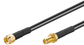 Coaxial cable, RP-SMA jack (straight) to RP-SMA plug (straight), 50 Ω, LMR 195, grommet black, 2 m, 51676
