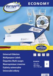 Europe 100 ELA024 Etykieta uniwersalna 105 x 148.5 mm Papier biały 400 szt. Trwały Drukarka atramentowa, Drukarka Lasero