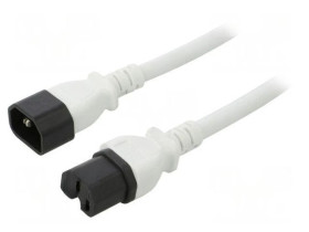 SN28-3/14/1.0WH Kabel: 3x14AWG, IEC C14 męski,IEC C15 żeński, 1m, 15A